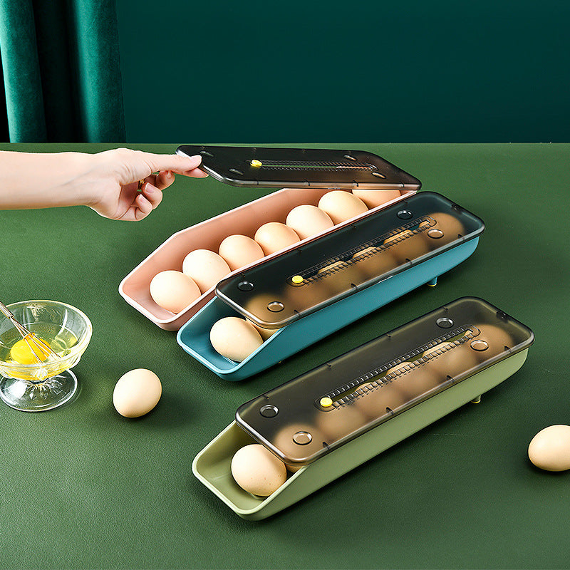 Minimalist Automatic Rolling Egg Storage Box for Fridge