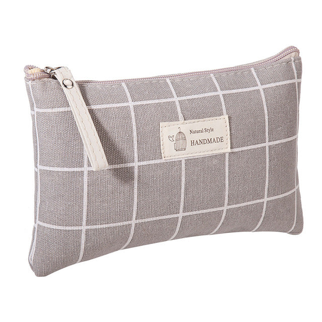 Portable Canvas Cosmetic Bag for Women - Makeup & Toiletries