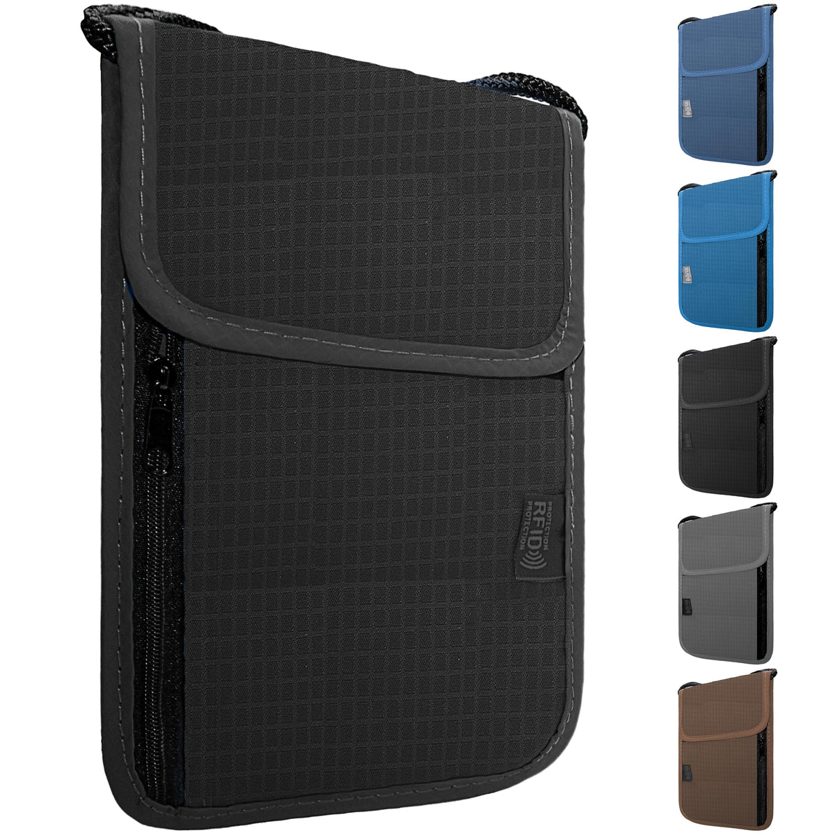 Maiiu Travel Neck Wallet with RFID Blocking – Passport Holder Organizer Neck Pouch – Portable Easy to Conceal Travel Pouch (Black)