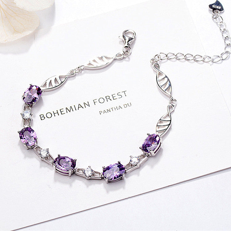 S925 Silver Jewelry with Stylish Amethyst Bracelet