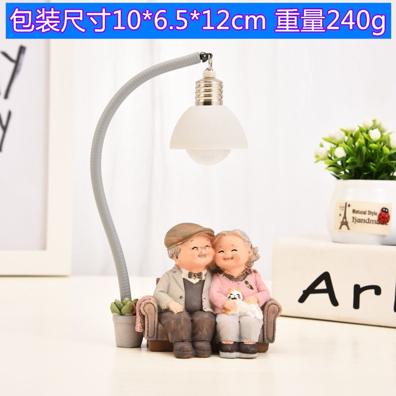 Creative Elderly Couple Figurine for Home Decor Gift