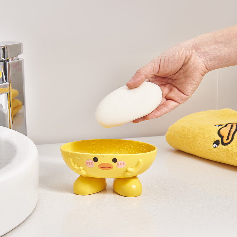 Cartoon Yellow Duck Soap Box Holder for Bathroom Storage
