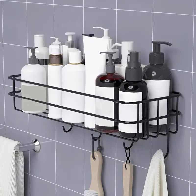 Wrought Iron Storage Rack with Hooks for Home and Office