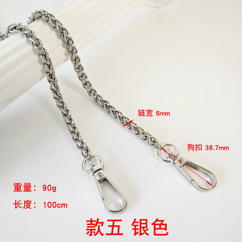 Metal Bag Chain with Woven Shoulder Strap