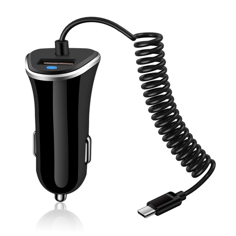 Motorala Fast Car Charger Type C Car Lighter Android Charger Adapter with 3ft Coiled Type C Car Charging Cable for Motorola Edge 2024/G Stylus 5G/G Power/Edge 50 Ultra/X50 Ultra/Razr 50 Ultra/Razr+