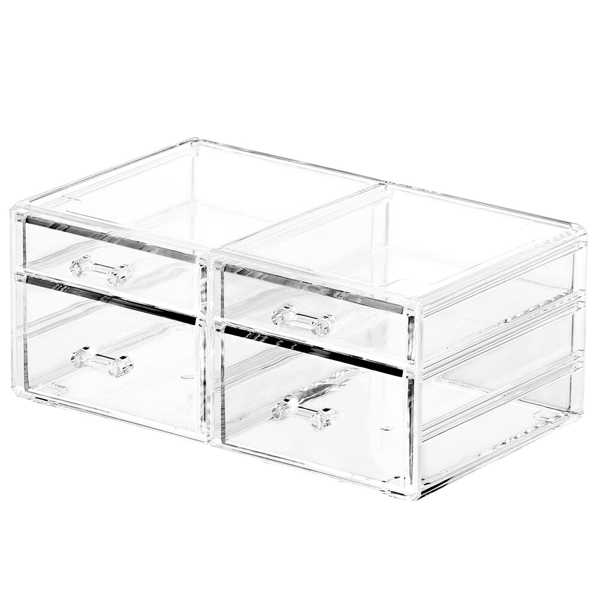 Acrylic Makeup Organizers With 4 DrawersRectangular Office Stationery Supplies Plastic Clear Storage ContainersStackable Acrylic Drawers Suitable for OfficeSchoolHome Cute Desk OrganizerPack of 1