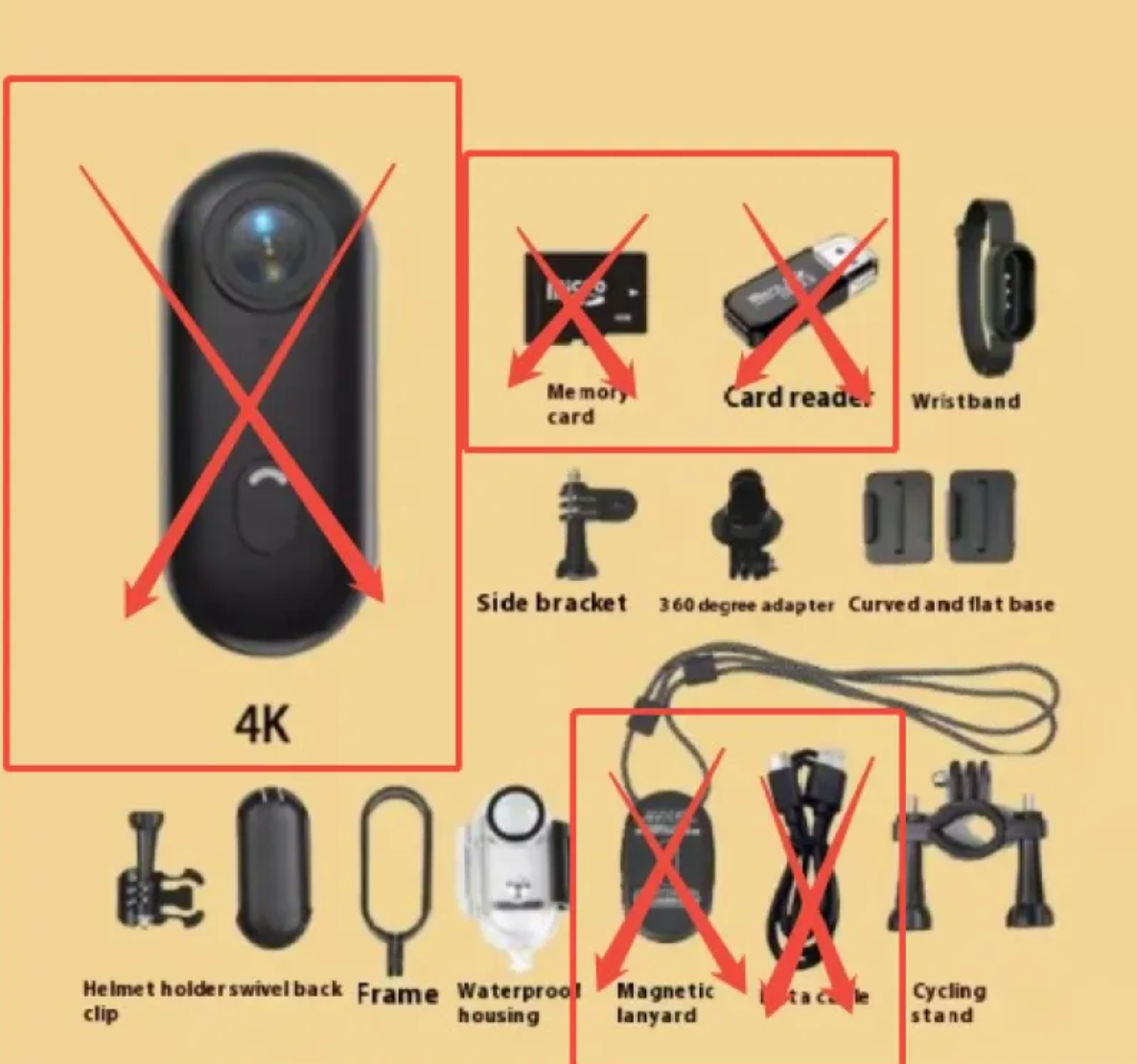 4K/1080P Action Camera Accessory Kit
