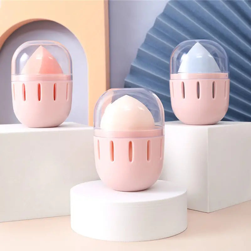 Portable Transparent Makeup Sponge Storage Box Case