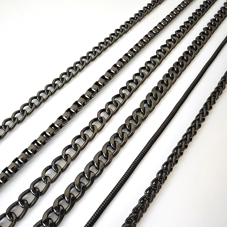 Metal Bag Chain with Woven Shoulder Strap