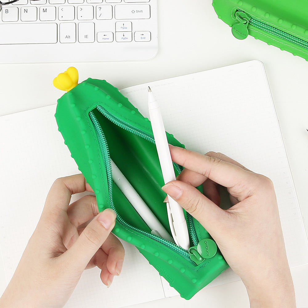 Cactus Silicone Pencil Case - Creative Stationery Bag