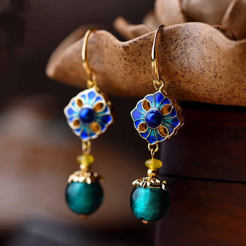 Artisan Cloisonné Glass Earrings - Ethnic Style Accessory