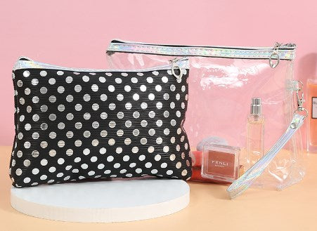 2PCS Waterproof Transparent Travel Makeup Organizer Bags