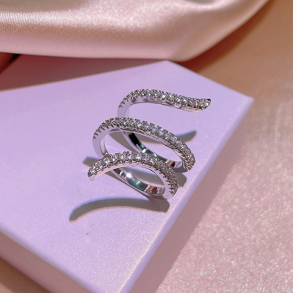 Geometric Zircon Ring - Stylish Minimalist Accessory