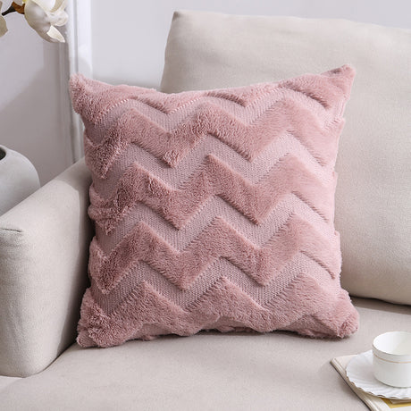 Plush Geometric Throw Pillow Cover for Home Decor