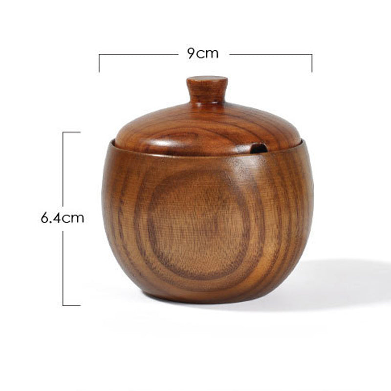 Vintage Wooden Spice Jar Set for Kitchen Storage