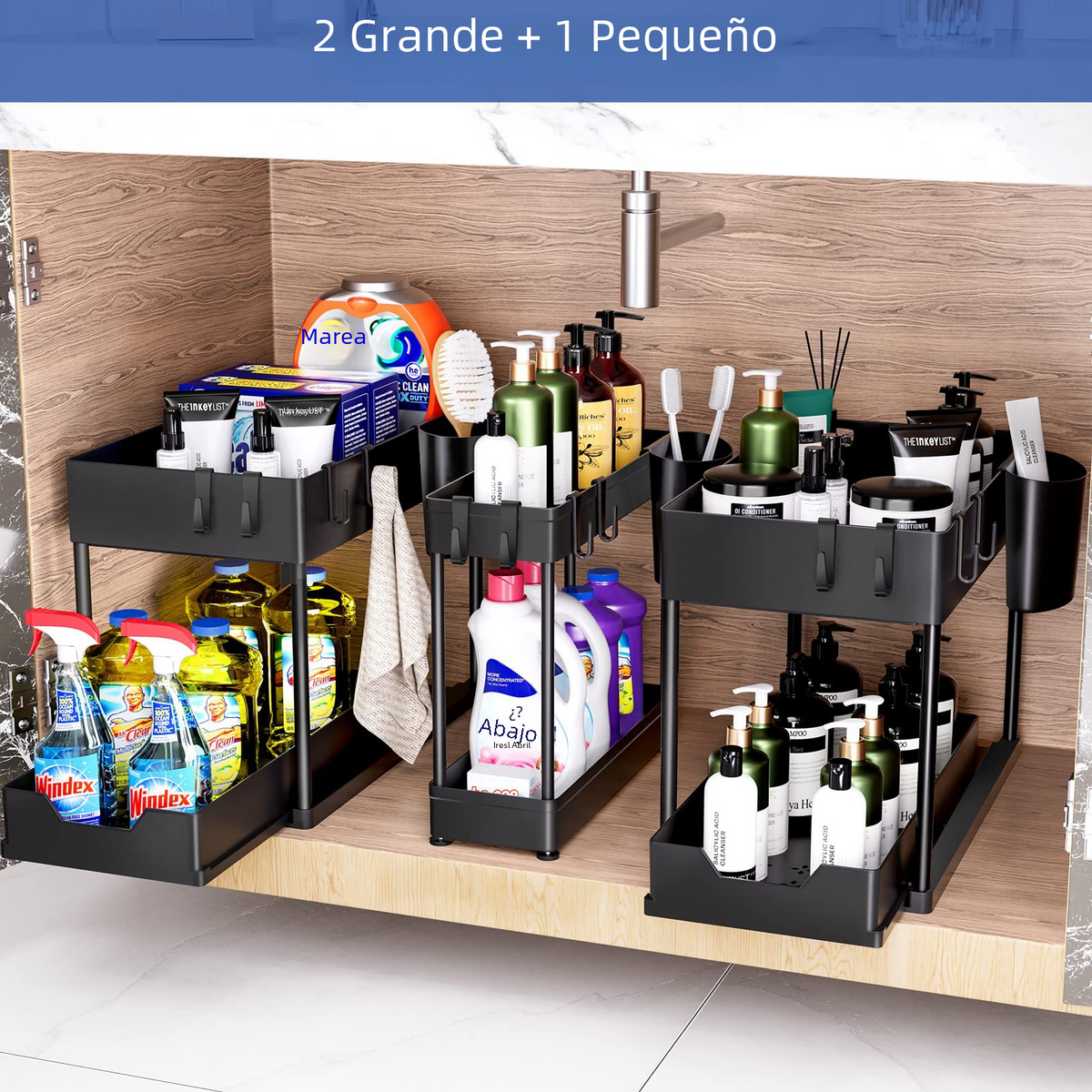 3-Piece Under-Sink Storage Organizer for Bathroom