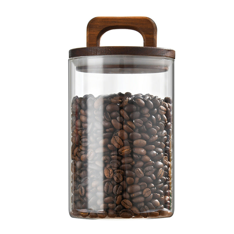 Airtight Glass Canister with Wood Lid for Kitchen Storage