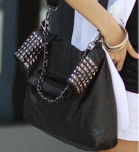 Studded Chain Bag, Tote and Shoulder Bag for Women