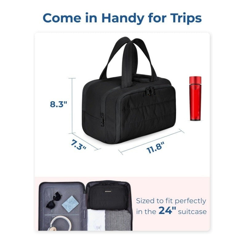 Travel Toiletry Bag – Large, Lightweight, Wide Open, Fluffy Organizer