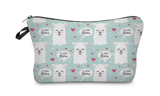 3D Digital Print Llama Cosmetic Bag and Organizer