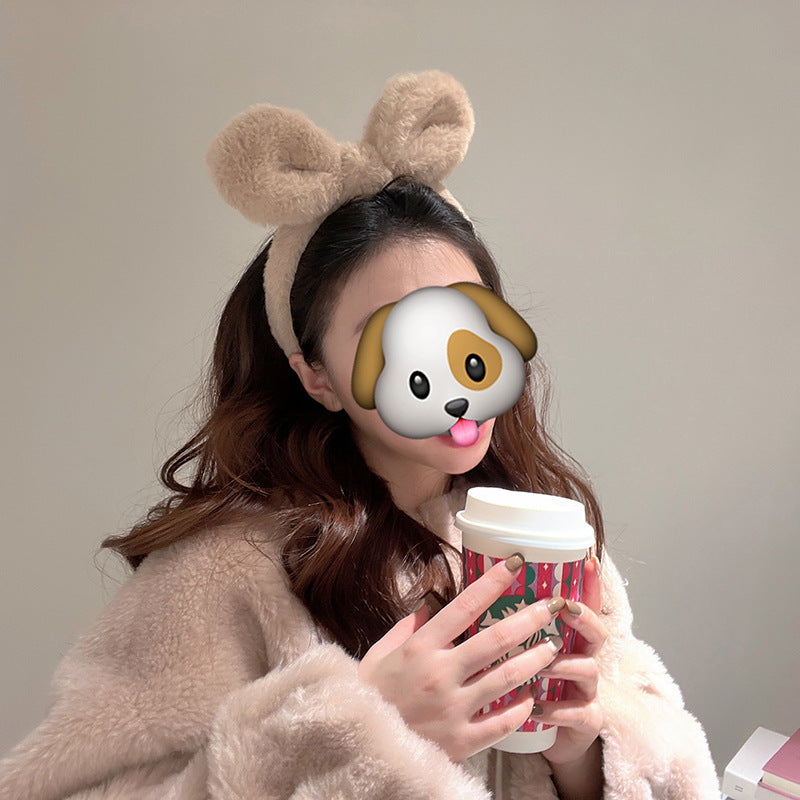 Plush Rabbit Ears Headband for Women - Cute Hair Accessory