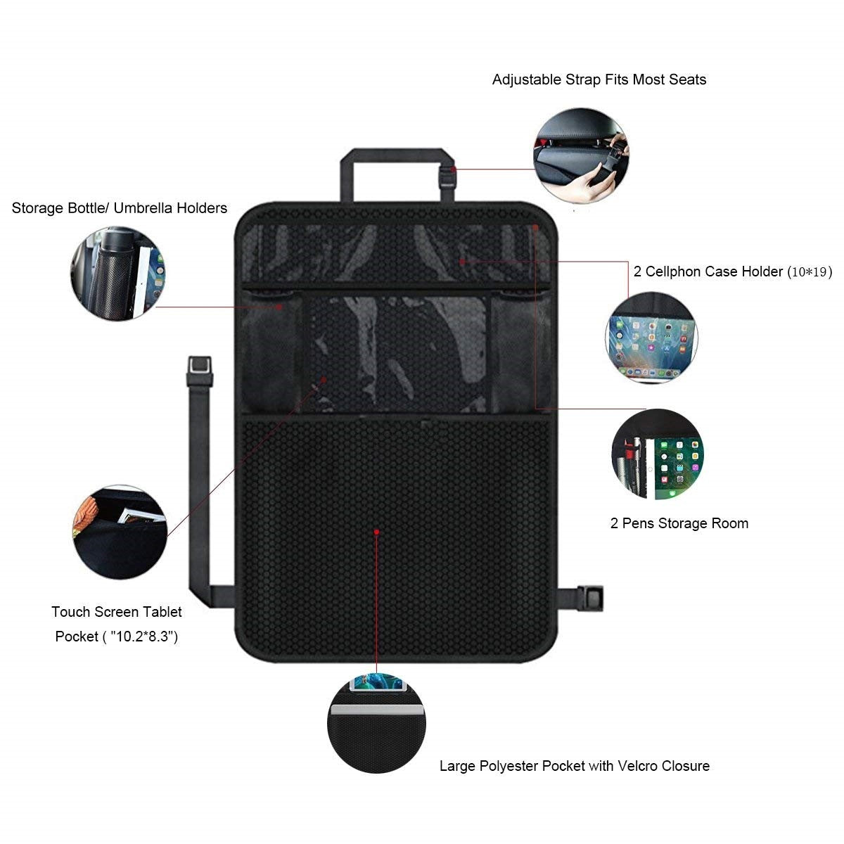 Car Backseat Organizer and Storage Hanging Bag
