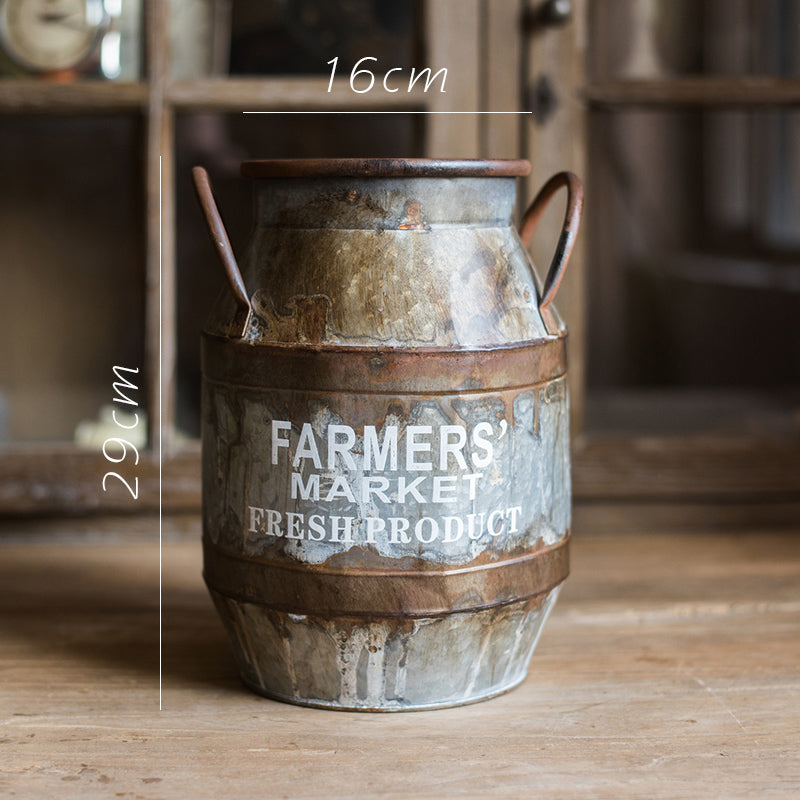 Rusty Metal Bucket Planter - Artistic Garden Decor