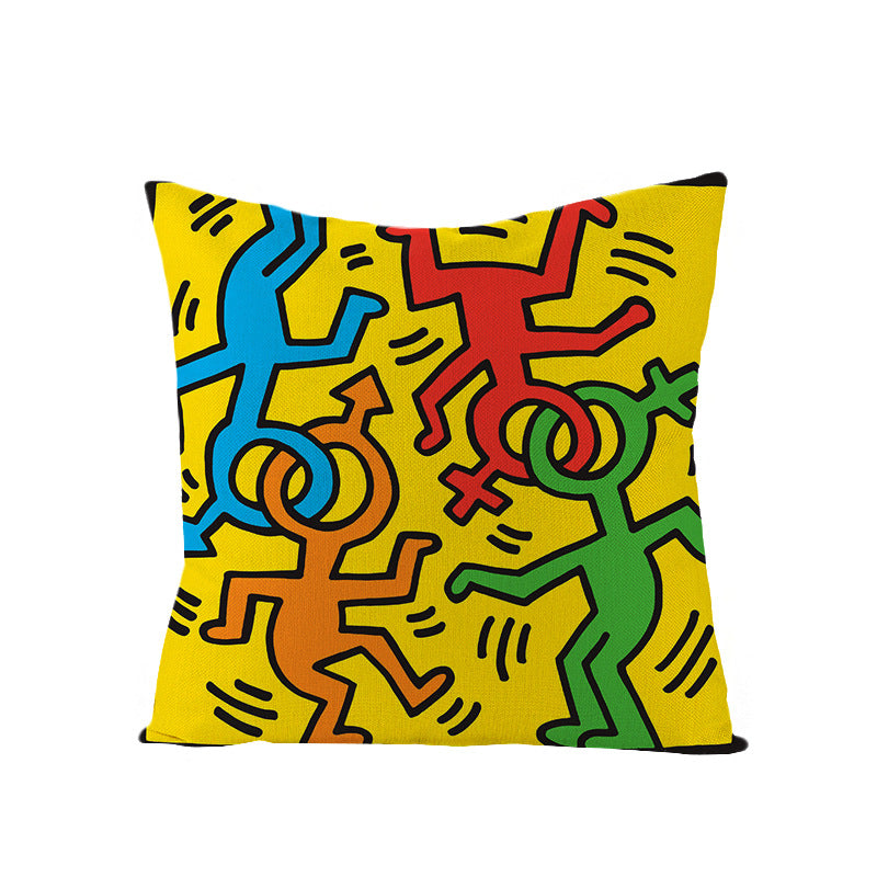 Kaisar Linen Cartoon Heart Pillowcase for Home Decor