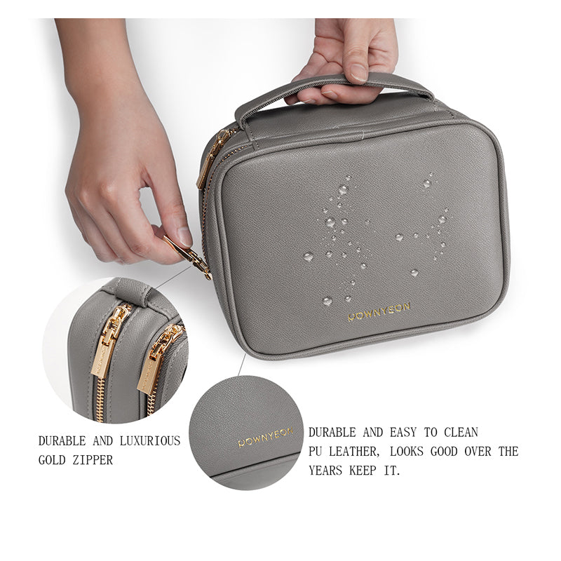 Double Layer PU Leather Makeup Storage Bag
