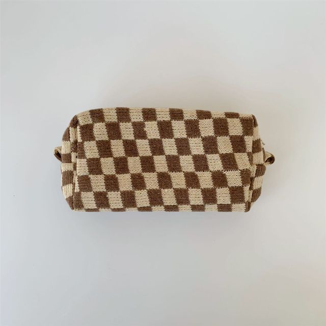 Lattice Cosmetic Bag - Knitted Fabric Makeup Organizer