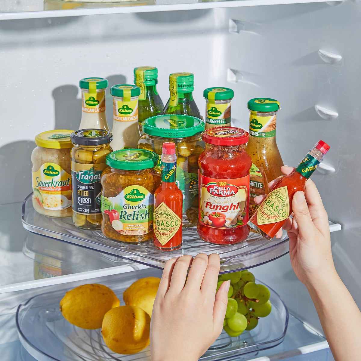 Square Lazy Susan Turntable Organizer for Refrigerator 15.67Clear 360°Rotate Rectangle Fridge Organizer and Storage Lazy Susan for Kitchen Table Pantry Cabinet Countertop