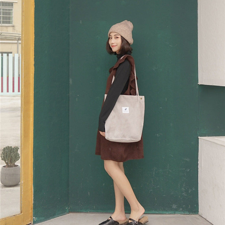 Canvas Women's Bag, Versatile Shoulder Bucket Bag