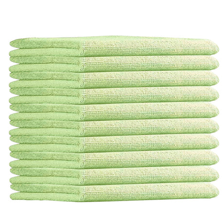 USTRADEENT 10 Pack All Purpose Microfiber Cleaning Cloth - Cleaning Rags Terry Cleaning Towels - Commercial Grade Lint Free Highly Absorbent - 12x12 inch (Green)