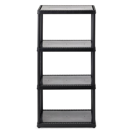 Gracious Living 4 Shelf Fixed Height Solid Light Duty Storage Unit 12 x 24 x 48" Organizer System for Home Garage Basement & Laundry Black