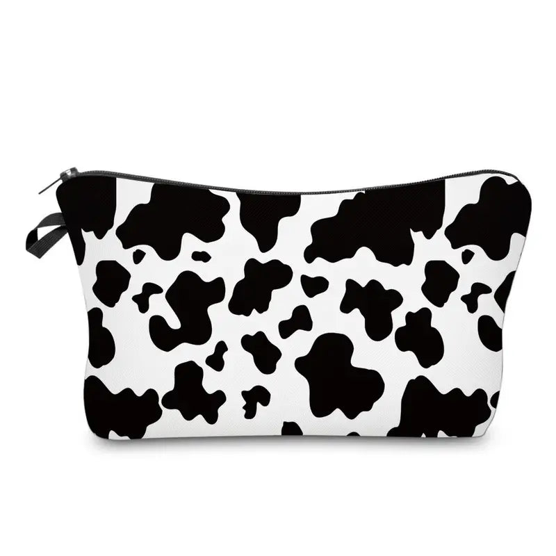 Cow Pattern Cosmetic Bag - Roomy Travel Makeup Organizer