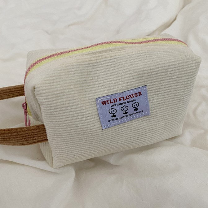 Korean Corduroy Travel Cosmetic and Makeup Organizer Bag
