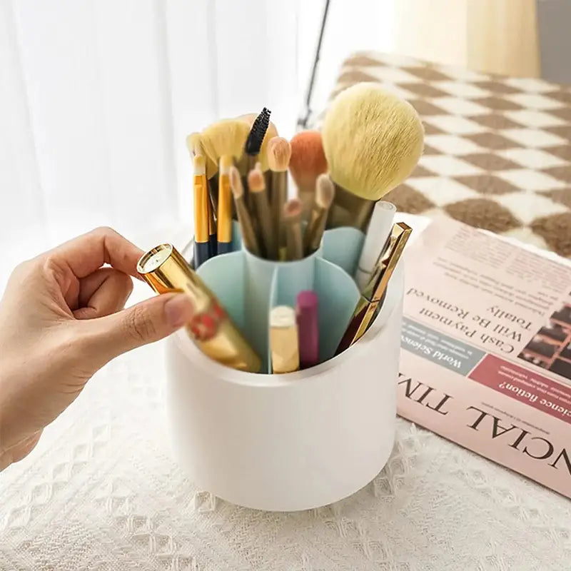 360° Rotating Makeup Brush Organizer & Storage Bin