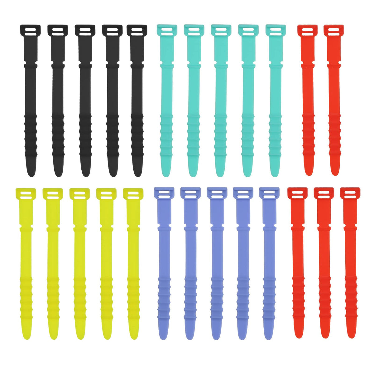 MECCANIXITY 25 Pack Reusable Cable Zip Ties 4.5 Inch Silicone Cord Organizer Straps for Home Office Wire Management (BlackGreenRedYellowBlue)