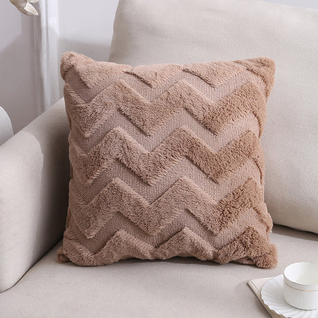 Plush Geometric Throw Pillow Cover for Home Decor