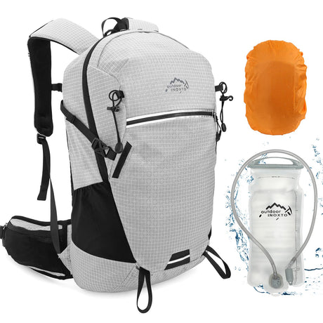 IX INOXTO Hydration Backpack 25L Hiking Backpack with 3L Water Bladder and Rain Cover Hiking Water Backpack Men Women Lightweight Hydration Pack for Hiking Cycling Climbing Camping (Grey)