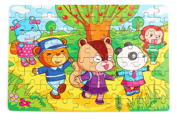 80-Piece Wooden Puzzle Set - Cartoon Educational Toy