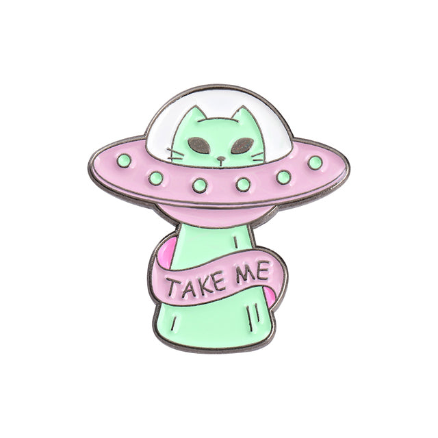 Cartoon Jewelry Alien Spaceship Brooch Accessory