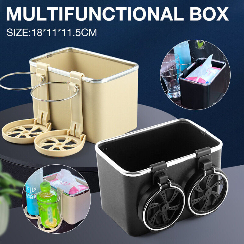 Multifunctional Car Organizer with Lid and Cup Holder