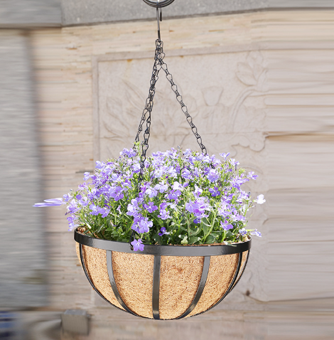 Round Iron Coconut Fiber Hanging Planter Basket