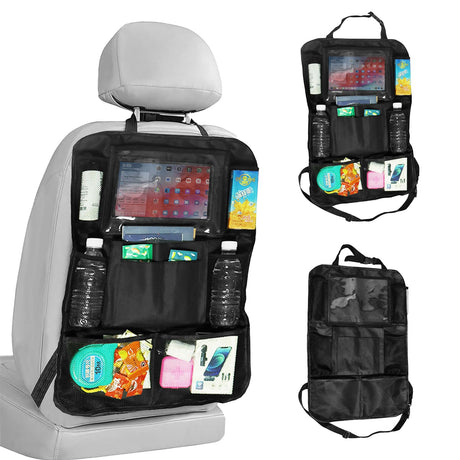 Aoeeki Backseat Car Organizer and Storage Mats Car Back Seat Organizers Bag with Touch Screen Tablet Holder 10 Storage Pockets for Kids Toddlers Car Seats Travel AccessoriesRoad Trip Essentials