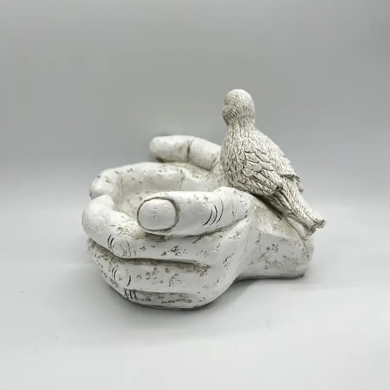 Hand-Shaped Bird Bath and Feeder Resin Garden Ornament