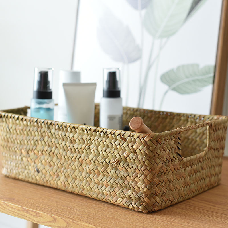 Natural Large Straw Seaweed Basket for Kitchen Storage