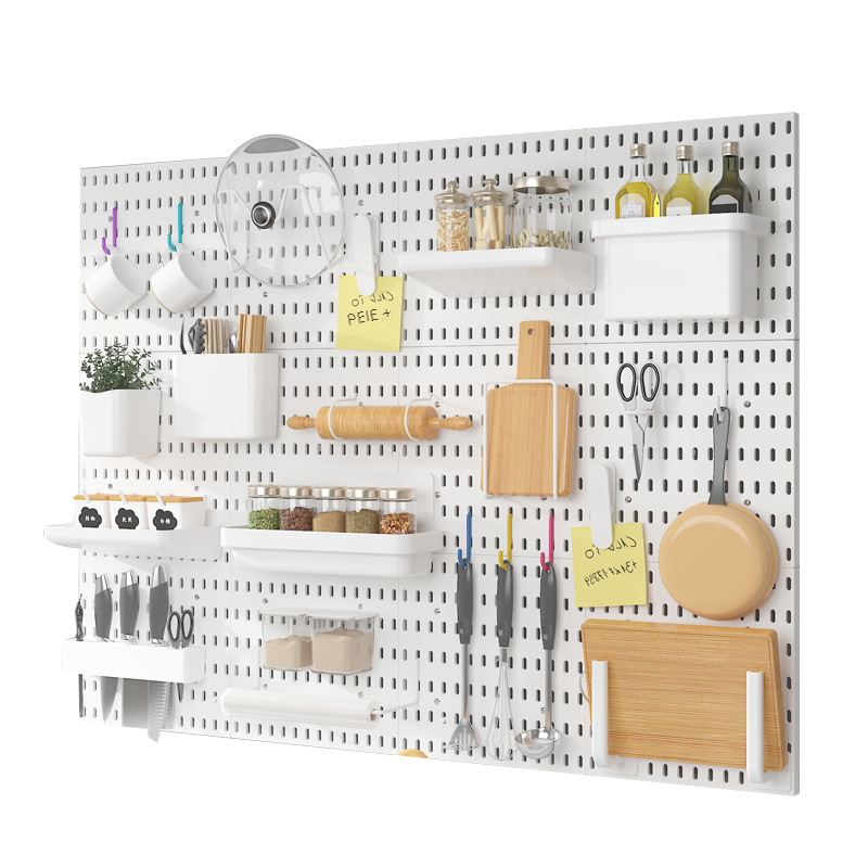 Wall-Mounted Storage Rack with Hooks for Home Use