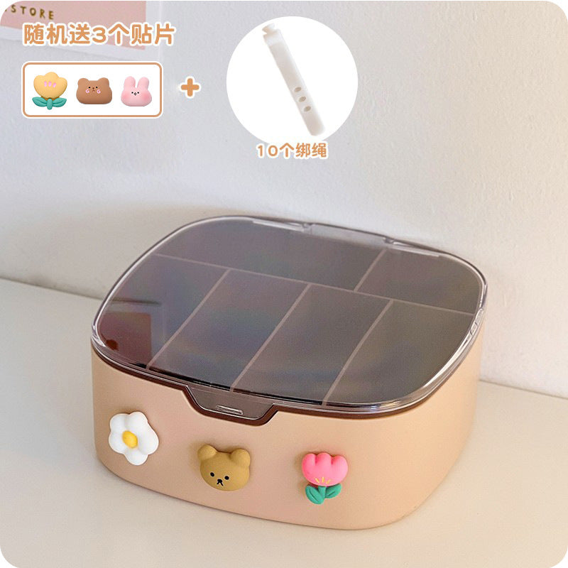Desktop Organizer Box with Lid for Cables and Accessories