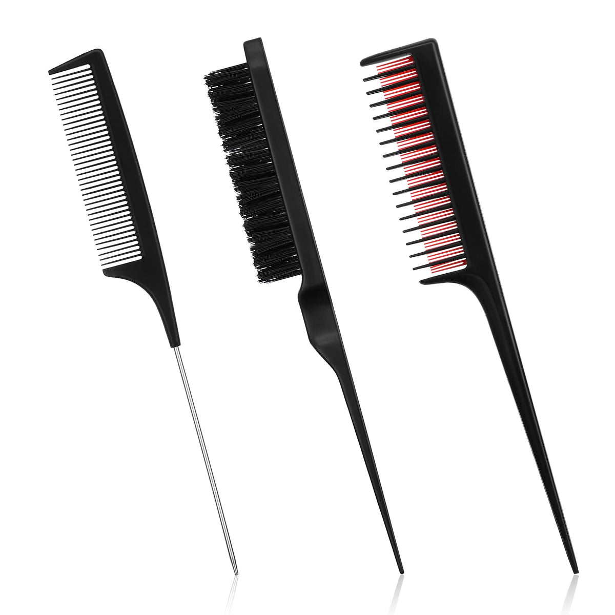 Patelai Hair Styling Tools Comb Set Includes 3-Piece Hair Brush Teasing Comb Set for Women Back Combing Hair (Purple)